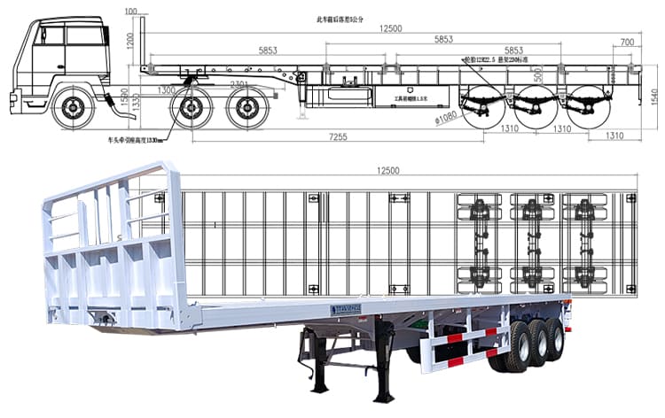 Dangote Trailer Tri Axle 40Ft Container Flatbed Trailer for Sale