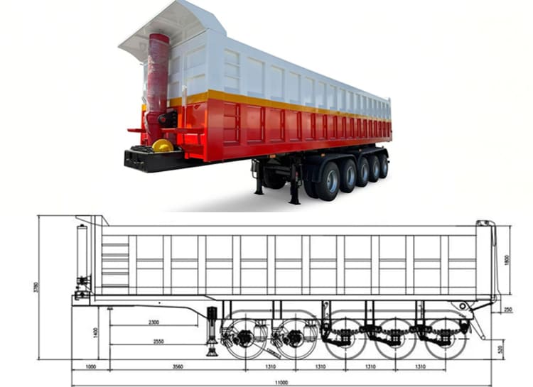 Tipper Semi Trailer Price-5 Axle Heavy Duty